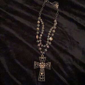 Cross flower necklace